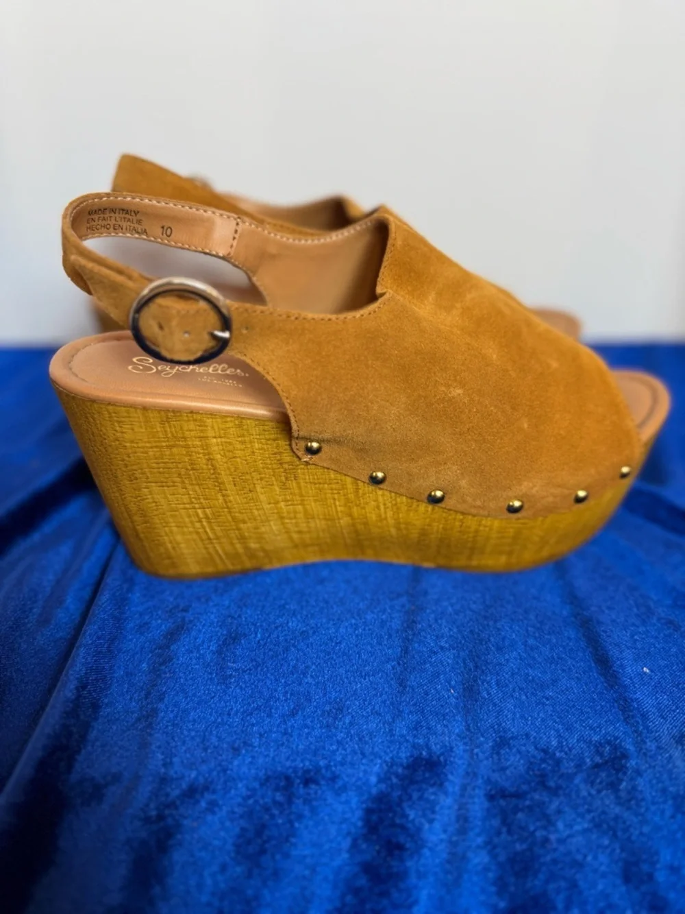 Seychelles Elated Women's Suede Tan Platform Wedge Sandal 10
